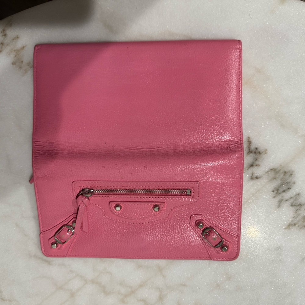 Balenciaga Pink Leather Clutch with Metallic Hardware